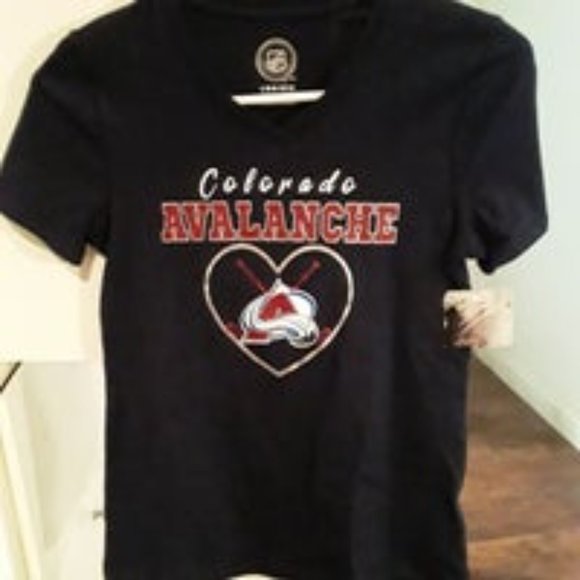 NHL Coloardo Avalanche Girls Lg 10-12 Vee Tee Shirt - Picture 1 of 1